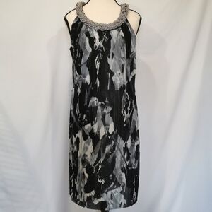 Donna Ricco NY Pleated Sleeveless Shift Midi Dress - Sz 10